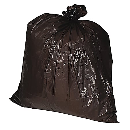 Genuine Joe Heavy-Duty Trash Bags, 1.5mil, 30 Gallons, Brown, Box Of 100