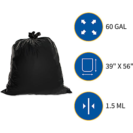 60 Gallon Extra Large Contractor Trash Bags 3 Mil, Durable Heavy