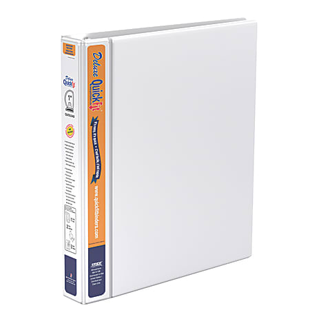 Stride® QuickFit® Space-Saving D-Ring Deluxe View Binders, 1" Rings, 42% Recycled, White