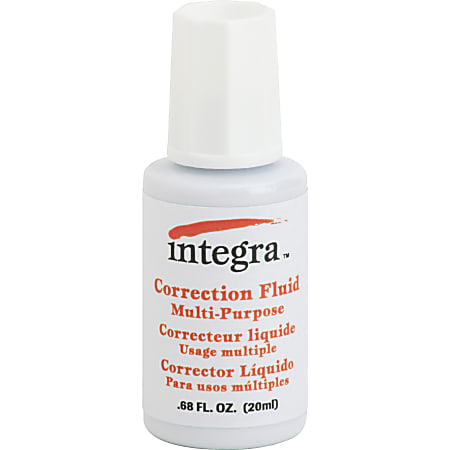 Integra Multipurpose Correction Fluid - Brush Applicator - 22 mL - White - 1 Each