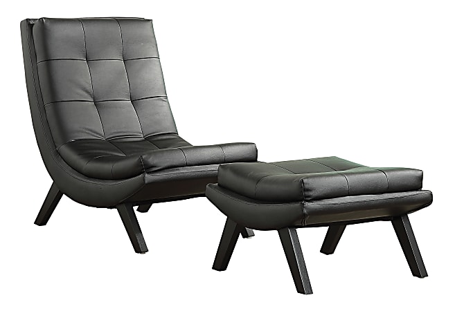 Ave Six Tustin Lounge Chair And Ottoman Set, Black
