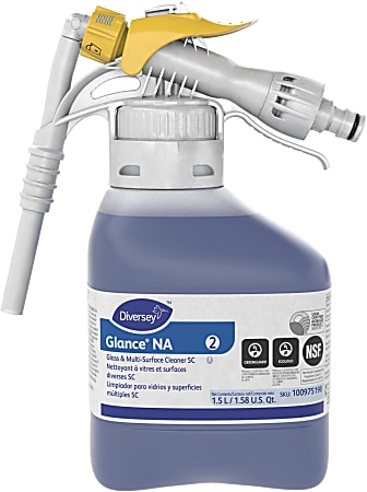 Diversey Glance® Non-Ammoniated Glass & Multi-Surface Cleaner, Unscented, 1.5 L, Set Of 2 Bottles