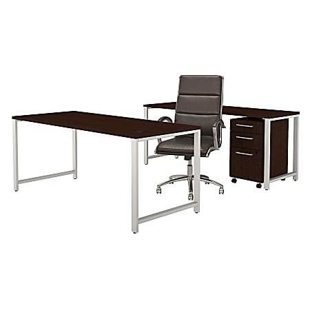 Bush Business Furniture 400 Series 72"W Table Desk Set With Office Chair And Mobile File Cabinet, Mocha Cherry, Standard Delivery