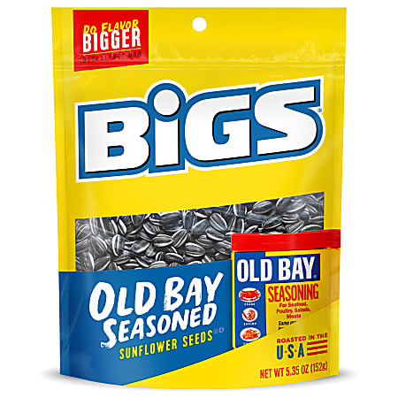 Bigs Old Bay Seasoned Sunflower Seeds, 5.35 Oz, Pack Of 12 Snack Bags