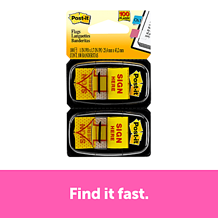 Post it Flags 1 in. x 1.7 in. 2 Dispensers 50 FlagsDispenser