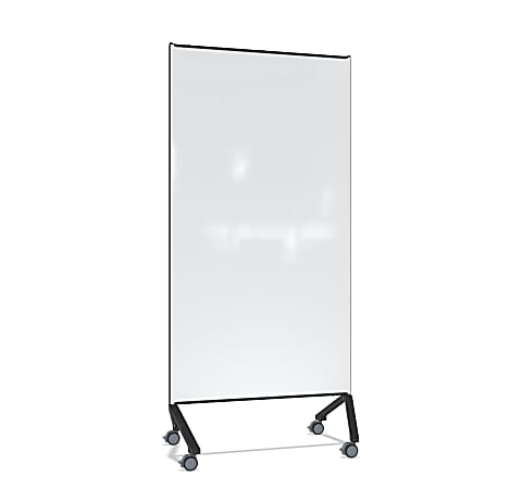 Ghent Pointe Magnetic Mobile Dry-Erase Glassboard, 76-1/2” x 36-3/16”, White, Black Metal Frame