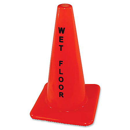 Impact Products Wet Floor Orange Safety Cone - 1 Each - Wet Floor Print/Message - 10" Width - Cone Shape - Heavy Duty - Vinyl - Orange