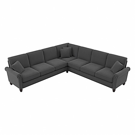 Bush® Furniture Coventry 111"W L-Shaped Sectional Couch, Charcoal Gray, Standard Delivery