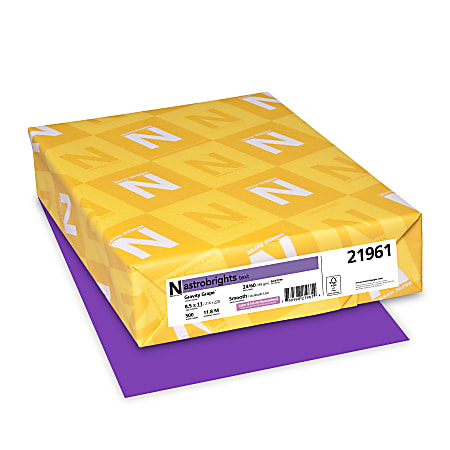 Astrobrights® Colored Multi-Use Print & Copy Paper, Letter Size (8 1/2" x 11"), 24 Lb, Gravity Grape, Ream Of 500 Sheets