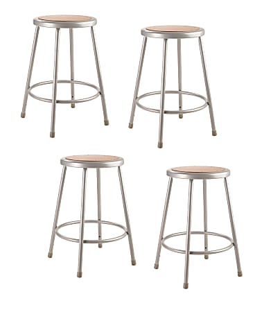 National Public Seating Hardboard Stools, 24"H, Gray, Set of 4