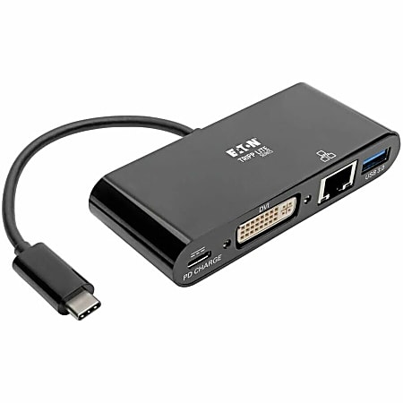 Tripp Lite USB C to DVI Multiport Adapter Converter Docking Station Thunderbolt 3 Compatible USB Type C to DVI, USB-C, USB Type-C -  - U44406NDGUBC