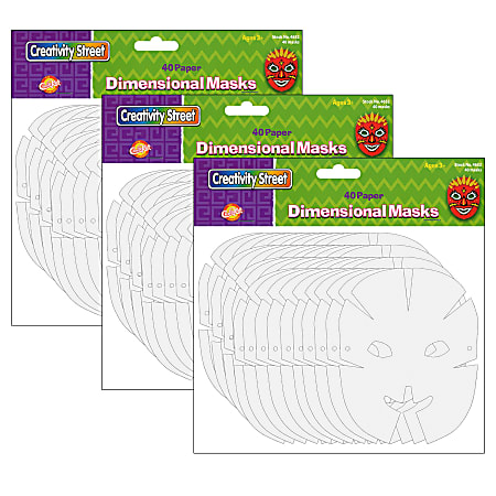 Creativity Street Paper Die-Cut Masks, 10-1/2" x 8-1/4", Dimensional, 40 Masks Per Pack, Bundle Of 3 Packs