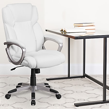 Flash Furniture Carolyn LeatherSoft Faux Leather Mid Back Executive Office Chair White