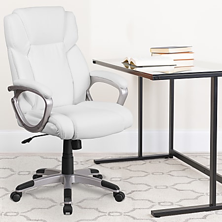 Flash Furniture Carolyn LeatherSoft™ Faux Leather Mid-Back Executive Office Chair, White