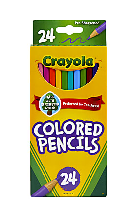 What colors are in a 24 pack of crayola sale colored pencils