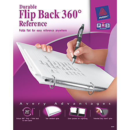 Avery® Flipback Reference View 3-Ring Binder, 1" Round Rings, White