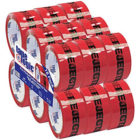 Tape Logic® Rejected Preprinted Carton Sealing Tape, 3" Core, 2" x 55 Yd., Black/Red, Case Of 18