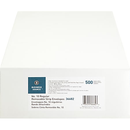 Business Source Regular Tint Peel/Seal Envelopes - Business - #10 - 9 1/2
