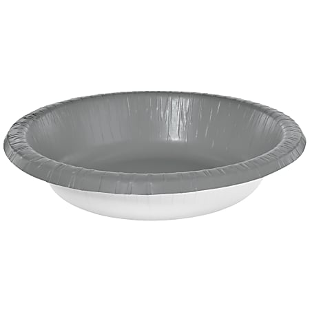 Amscan Paper Bowls, 20 Oz, Silver, 20 Bowls Per Box, Case Of 5 Boxes