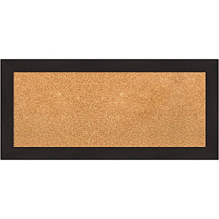 Amanti Art Rectangular Non-Magnetic Cork Bulletin Board, Natural, 34” x 16”, Furniture Espresso Narrow Plastic Frame