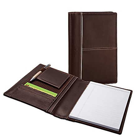 FORAY® Padfolio With Pockets, 9' x 6", Brown