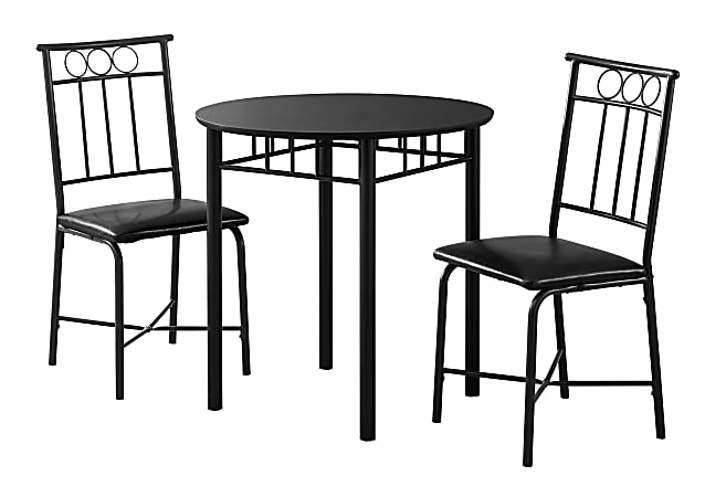Monarch Specialties Owen Dining Table With 2 Chairs, Black