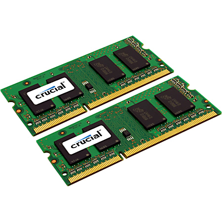 Crucial 8GB (2 x 4 GB) DDR3 SDRAM Memory Module - For Notebook - 8 GB (2 x 4GB) - DDR3-1600/PC3-12800 DDR3 SDRAM - 1600 MHz - CL11 - 1.35 V - Non-ECC - Unbuffered - 204-pin - SoDIMM - Lifetime Warranty