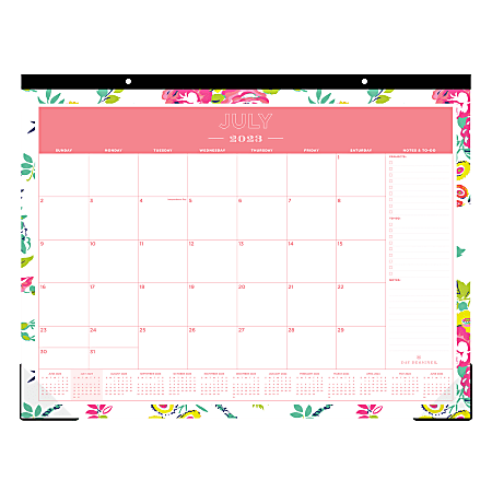 2023-2024 Day Designer Monthly Academic Desk Pad Calendar, 22" x 17", Peyton White, July 2023 to June 2024, 107938-A