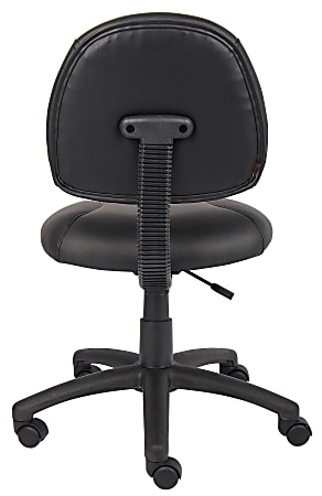 Boss Office Products Deluxe Faux Leather Mid Back Posture Task Chair Without Arms Black Office Depot