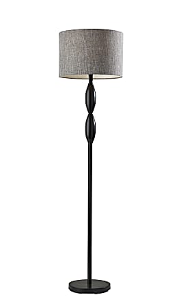 Adesso® Lance Floor Lamp, 60-1/2"H, Dark Gray/White Shade/Black Base