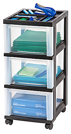 Office Depot Brand Plastic 3 Drawer Storage Cart 26 15 x 12 110 x 14 310  Black - Office Depot