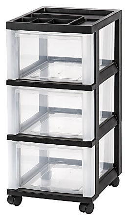 Office Depot Brand Plastic 3 Drawer Storage Cart 26 15 x 12 110 x 14 310  Black - Office Depot