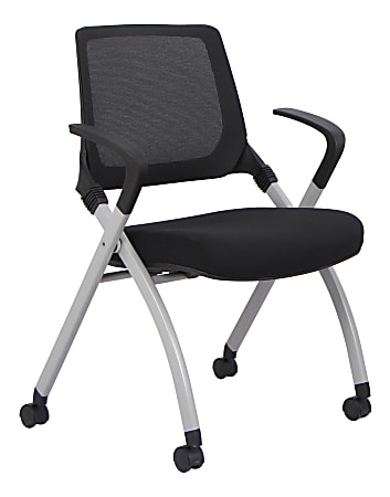 WorkPro® AnyPlace Mesh/Fabric Folding Nesting Chairs, Black, Pack