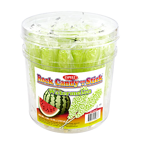 Espeez Rock Candy Sticks, Green Watermelon, Tub Of 36