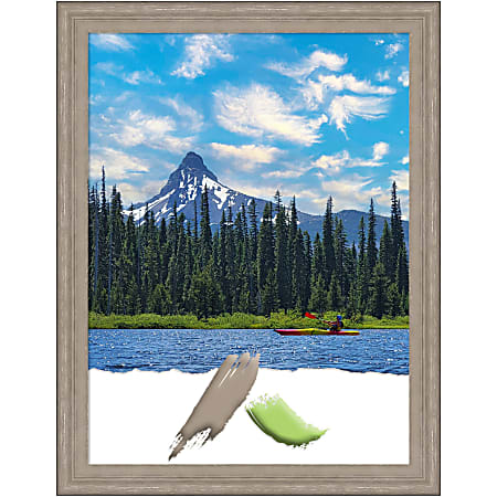 Amanti Art Curve Graywash Wood Picture Frame, 21" x 27", Matted For 18" x 24"