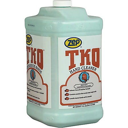 Zep Commercial TKO Hand Cleaner - Lemon Lime Scent - 1 gal (3.8 L) - Dirt Remover, Grime Remover, Grease Remover - Hand - Opaque, Blue Green - Heavy Duty, Solvent-free, Non-flammable, Pleasant Scent - 4 / Carton