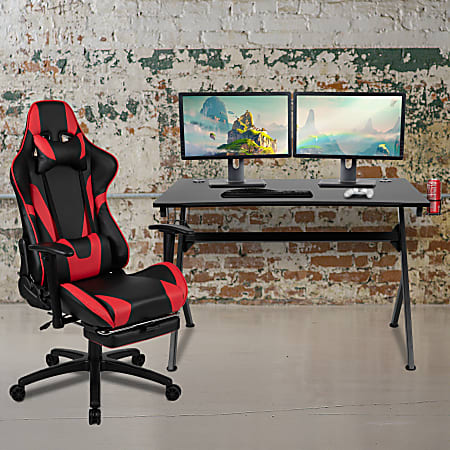 Flash Furniture Gaming Desk And Gaming Chair Set, Red