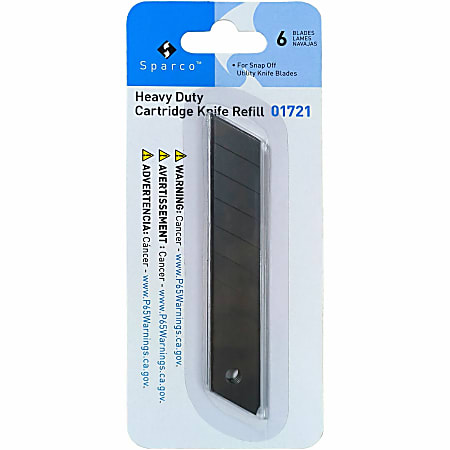 Sparco Products Cartridge Utility Knife Refill Cartridge, Pack Of 6 Blades