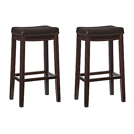Linon Walker Faux Leather Bar Stools, Brown, Set Of 2 Stools