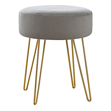 Monarch Specialties Sharon Ottoman With Hairpin Legs, Gray/Gold