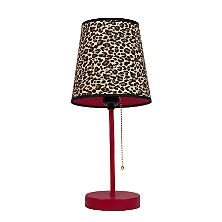 LimeLights Fun Prints Funky Table Lamp, 15"H, Leopard Shade/Pink Base