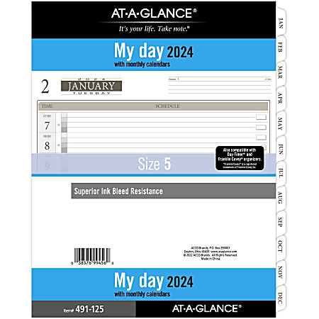 AT-A-GLANCE® Daily 1-Page-Per-Day Loose-Leaf Planner Refill