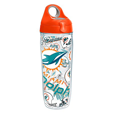 Tervis NFL All-Over Water Bottle With Lid, 24 Oz, Miami Dolphins