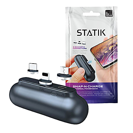 KeySmart Snap-N-Charge Universal Power Bank For Mobile Phones And Tablets, Black, PUP-0373