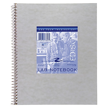 Roaring Spring Wirebound Lab Notebook, Quad Ruled, 50 Sheets, 9" x 11", Gray