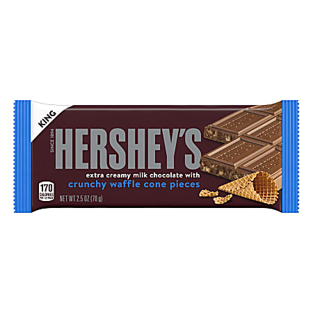 Hershey's Chocolate, Crunchy Waffle Cone King Size Milk Chocolate Bar, 2.5 Oz, Total Qty 1