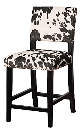 Linon Home Décor Products Collier 24" Counter Stool, Black/Black Cow