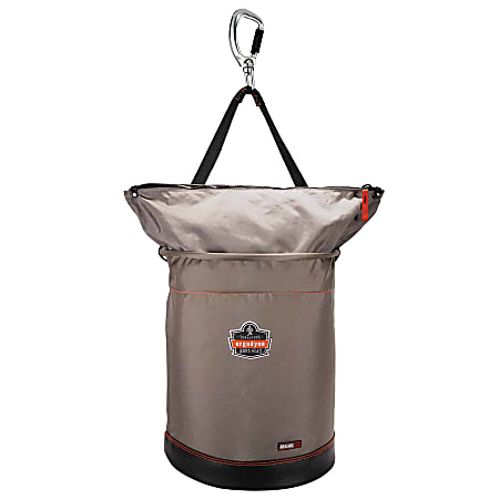 Ergodyne Arsenal 5976 Nylon Hoist Bucket With Carabiner, Extra-Large, 20"H x 16"W x 16"D, Gray