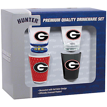 Hunter® NCAA Shot Glass Collector Set, 2 Oz, Georgia Bulldogs, Pack Of 4