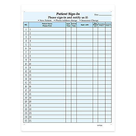 HIPAA Compliant Patient/Visitor Privacy 2-Part Sign-In Sheets,